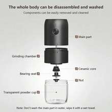 SOKANY Professional Electric Coffee Grinder, Low Noise Motor, Type-C Fast Charging (1800mAh Lithium Battery), One-Touch Pulse Grinding, Transparent Bean Hopper, Suitable For Pour-Over/Espresso, Essential For Coffee Making - Multicolor - View 9