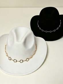 1 pieza Cadena de sombrero con flor hueca, cadena decorativa de metal elegante y linda, accesorio de moda para sombrero, adecuado para festivales, fiestas, bodas y uso diario - Flor de ciruelo - Ver 2