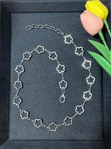 1 pieza Cadena de sombrero con flor hueca, cadena decorativa de metal elegante y linda, accesorio de moda para sombrero, adecuado para festivales, fiestas, bodas y uso diario - Flor de ciruelo - Ver 5