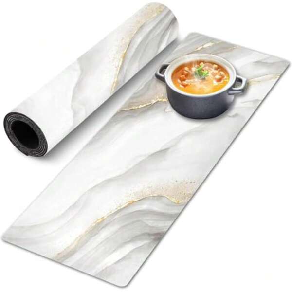 Camino de mesa y salvamanteles termo resistente al calor para platos calientes Placas calientes impermeables para proteger la mesa y la encimera Protector de calor de 350 F Mármol blanco dorado