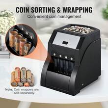 USD Coin Sorter, Coin Sorter Machine For USD Coin 1￠ 5￠ 10￠ 25￠, Sorts Up To 230 Coins/Min, Coin Sorter And Wrapper Machine Holds 200 Coins Included 4 Coin Tubes, Black - No LCD Screen - View 5