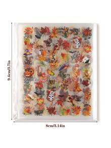 12 Sheets Limited Edition Autumn Maple Leaf Nail Stickers Fall Halloween Thanksgiving Self Adhesive Nail Decals DIY Manicure Decor - Multicolor - View 4