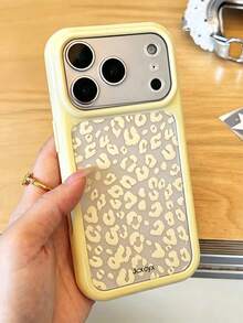 Cute Yellow Leopard Print Transparent Phone Case, Compatible With IPhone 17 Pro Max 17 Pro 17 16 Pro Max 16 Pro 16 15 Pro Max 15 Pro 14 Pro Max 14 Pro 13 12 Pro Max 11, 2-In-1 Acrylic Hard Shell Camera Protection Anti-Drop Back Cover - Yellow - View 4