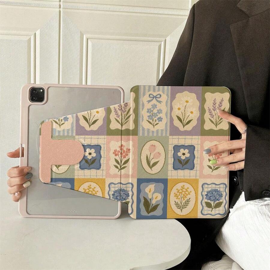1件 360°可旋轉平板保護殼 多角度觀看書本式支架平板保護殼，相容 iPad A16 2025、 Galaxy Tab S9 FE/S8 Plus/S7/S10、Oppo Pad、 Matepad、Vivo Pad、Honor Pad、 Xiaoxin Pad - 彩色 - 查看 1