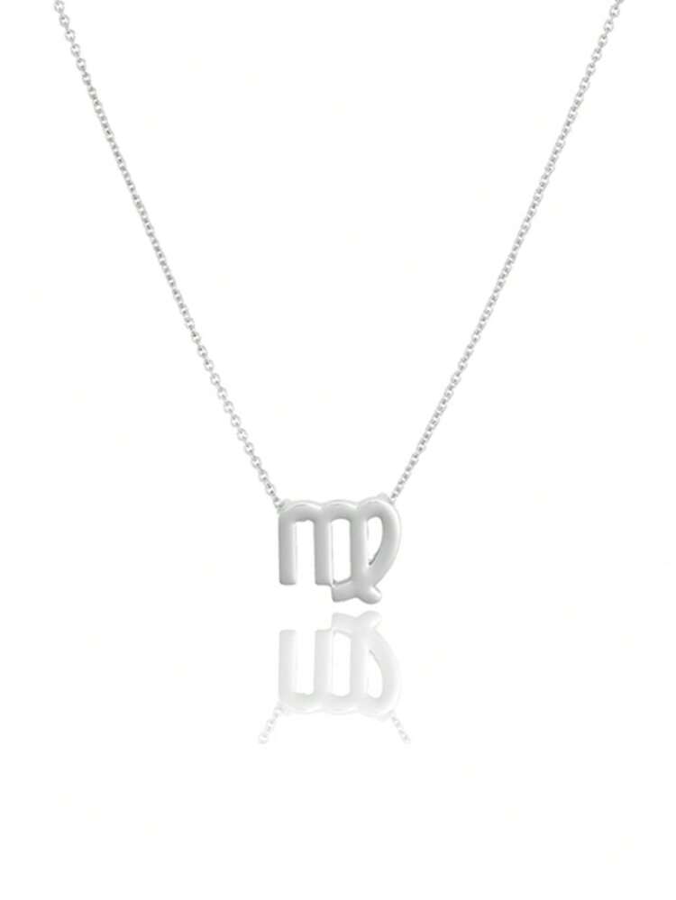 1pc Zodiac Sign Symbol Pendant Clavicle Chain Necklace With Constellation Card, Birthday Gift - Silver - View 4