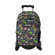 Dam Primary Minecraft Characters Backpack Double Compartment + Cart With Side Protection And Front Stoper, 4 Multidirectional Wheels. - A - View 2