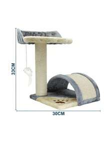Multi-Functional Cat Tree Tower, Sisal Wrapped Scratching Post, Arch Shape Cat Scratcher Tunnel, Soft Plush Rest Perch Platform With Hanging Mouse Feather Toy, Indoor Furniture For Small Medium Cats Kittens - Multicolor - View 7