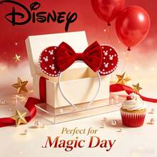 Disney Pearl Minnie Ears Headband, Holiday Bow Pearl Hair Hoop For Park Valentine Party - Multicolor - View 2