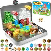 60pcs Country Adventure Theme Magnetic Blocks, Farm & Field Pattern Bricks, DIY Assemble Country Farm Scene, Free Combination Stacking STEM Toy, Enhance Children's Hands-On Ability, Toddler Birthday & Holiday Educational Gift - Multicolor - View 9