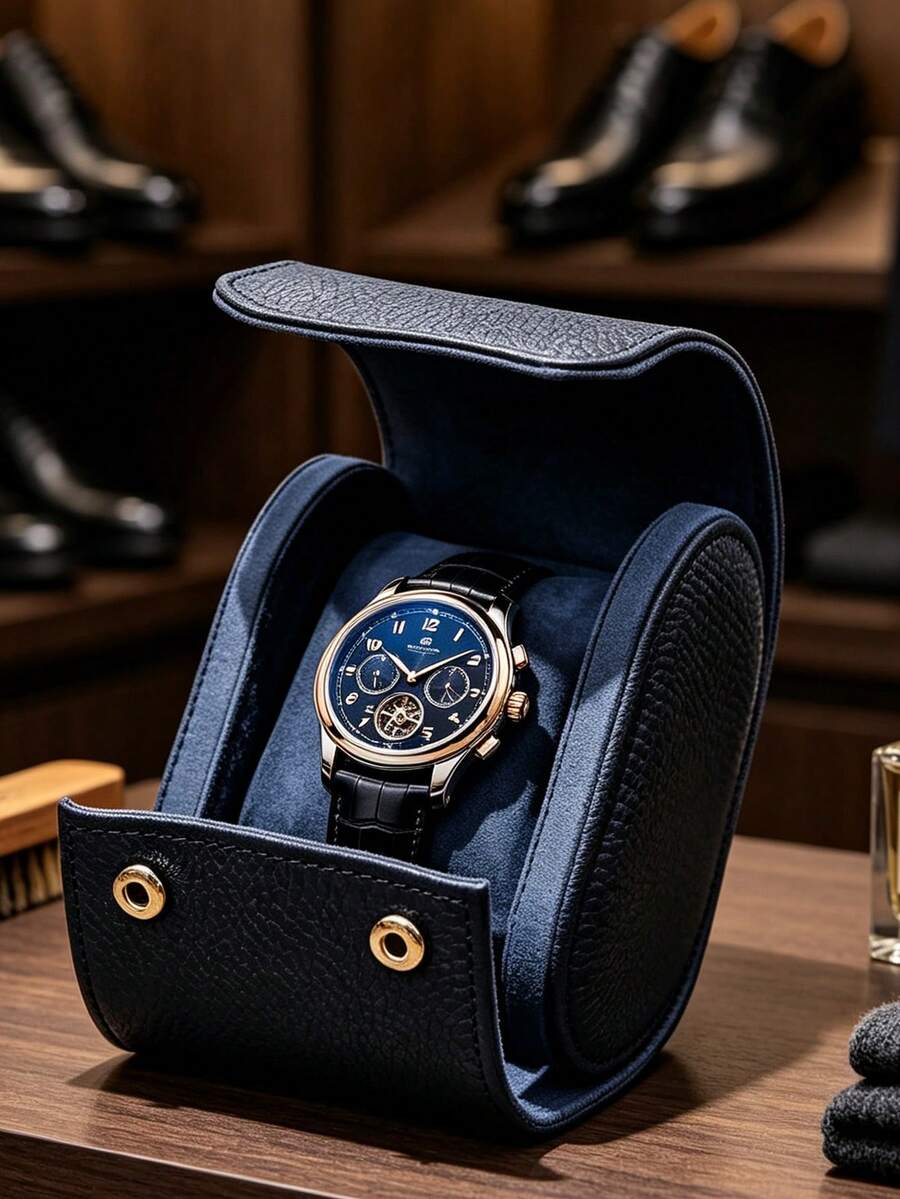 Watch Travel Storage Box, Portable Roll-Up Storage Box, Shockproof Watch Storage Rack, Men's Luxury Gift Box