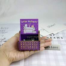Wooden Hand-Cranked Music Box Happy Birthday Music Box To Send Mom. Dad. Friend. Lover. A Colleague. Daughter. Son Birthday Exquisite Gift Home Decoration Small Gift Color Balloon Music Box - 1PC - View 6