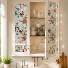 Decorative Privacy Window Film, UV Protection Bird & Flower Pattern Glass Sticker, Non-Adhesive Privacy Window Cover For Bedroom & Living Room - Floral and Bird Privacy Window Film - View 2