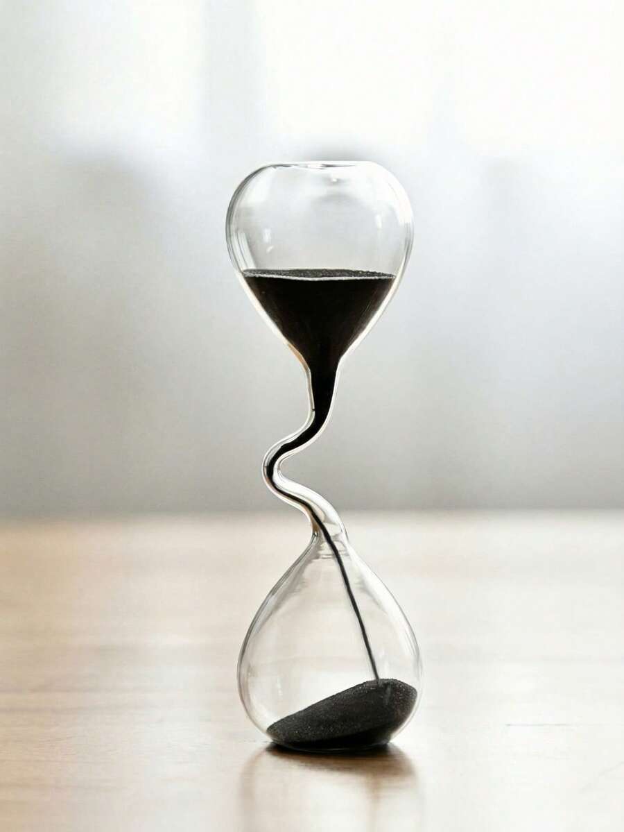 Haus Hana 1pc Creative Glass Timer Ornament For Home Or Office Décor, Perfect For Holidays And Gifting. - Black - View 1