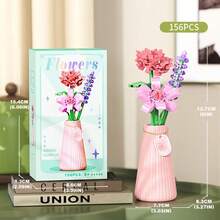 12 Styles Building Block Eternal Flower Vase Desktop Decor, Assembled Building Blocks, Small Particle Micro Building Block Flowers, Rose Sunflower Artificial Flower Model, Birthday Gift, Holiday Gift - Multicolor - View 9