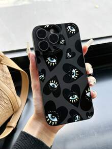 1件黑色穿孔貓眼手機殼，黑色眼睛彩繪圖案，防摔耐用，相容 iPhone 17/17 Pro/17 Pro Max，防指紋手機殼 - 彩色 - 查看 2