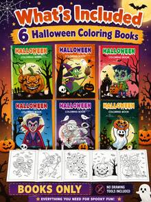 6PCS Halloween Coloring Book Set, Children's Cartoon Doodle Party Funny Pumpkin Coloring Book, Mummy Vampire Cartoon Coloring Book Compact And Easy To Carry, Travel Boredom Relief Educational Doodle Book, Holiday Gift For Boys And Girls - Multicolor - View 11