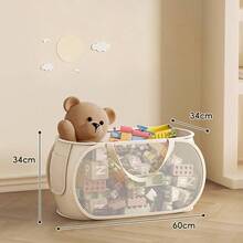 Toy Storage Basket, Large Capacity Plush Doll Organizer Bin For Kids Living Room, Household Laundry Basket Handheld Clothing Storage Bucket - Multicolor - View 9