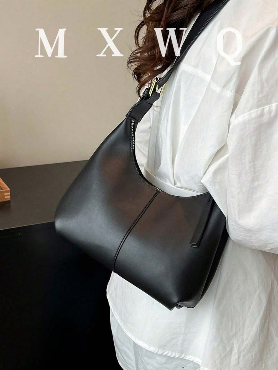 小眾設計紋理PU純色時尚極簡百搭柔軟女款迷你腋下肩背包手提包