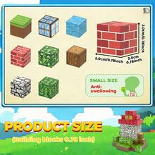 200/300/500Pcs Primitive Forest Themed Magnetic Cube Building Blocks, Tree & Cabin Printed Bricks For DIY Wilderness Waterfall Scene Assembly, Parent-Child Interactive STEM Stacking Toy, Kids Educational Birthday Gift - Multicolor - View 4
