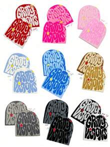 1 pieza Gorra de mujer nueva multicolor de jacquard estilo hip hop con letra en inglés, adecuada para ropa de calle, deportes, uso diario - A - Ver 1