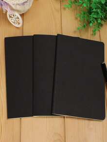 1pc/A5 Blank Hardcover Black Notebook, Mini Minimalist Style, Suitable For School, Office, Writing, Sketching, Etc., 36 Sheets (72 Pages) Per Book, Portable Notebook, Suitable For Students And Professionals. - A5 - View 8