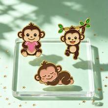1/3pcs Cute Cartoon Monkey Lapel Enamel Pins And Brooches Badge Pins For Backpacks Bags Backpack Cool Decoration Friend For Gift - Multicolor - View 6