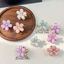 12 piezas de mini pinzas de pelo con flores lindas, adecuadas para mujeres & niñas, pinzas de pelo de cristal & perla multicolor, adecuadas para peinados largos trenzados, accesorios para el cabello (12 piezas - colores surtidos) - Multicolor - Ver 2