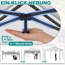 3x3m Outdoor Faltpavillon, höhenverstellbar, schneller Einhandaufbau, stabiler Sonnenschutz Pavillon für Garten und Camping - Weiss - Übersicht 6