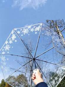 Manual Open Folding Umbrella, Waterproof Transparent Plastic Umbrella, Elegant Print - Lightweight & Compact, Suitable For Men And Women - A - View 8
