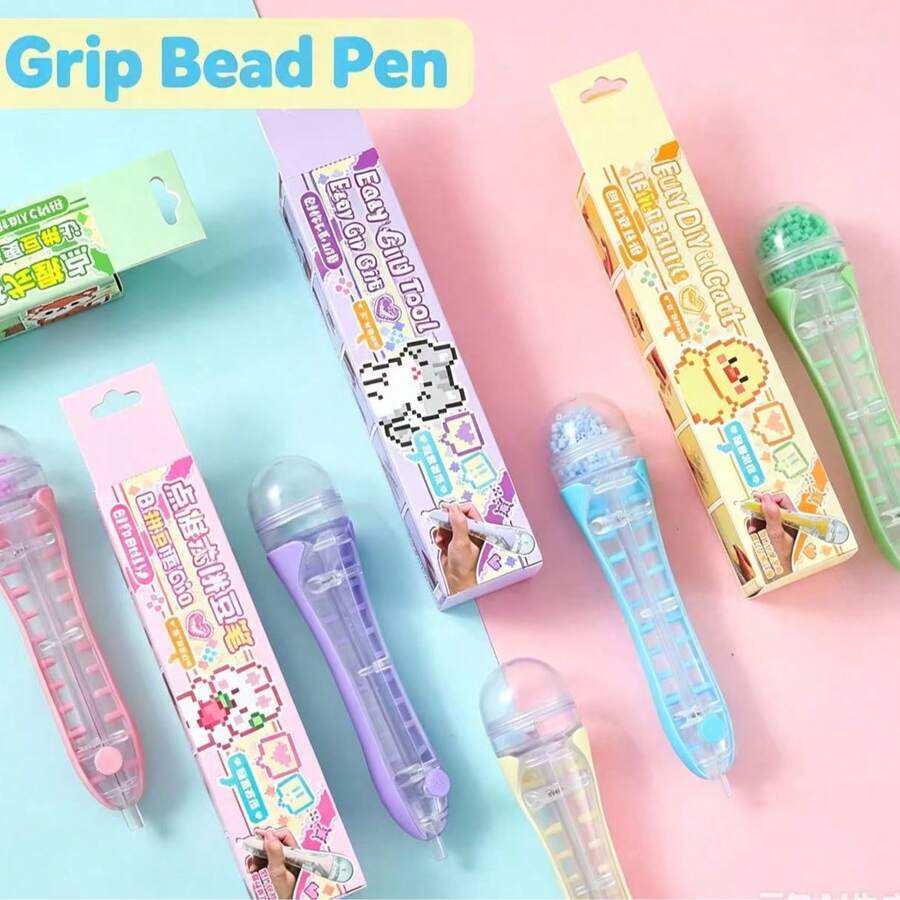 新款自動與手動 Perler 珠子筆 DIY 工具,按鈕式珠子熔接,收納式壓珠筆 - 彩色 - 查看 1