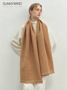 1pc Women's Solid Color Polyester Commuter Fashion Versatile Scarf For Daily Use - Camel - View 4