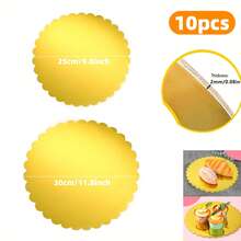 8Pcs Gold Scalloped Edge Round Cake Boards, Thick Sturdy Cake Base Cardboard Circles, Waterproof Oilproof Cake Tray Stand For Birthday Wedding Party Anniversary Baking Dessert Display - Gold - View 5