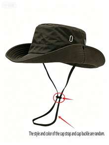 1pc Men's UPF50 Quick-Dry Nylon Wide Brim Bucket Hat With Adjustable Chin Strap, Breathable Outdoor Fishing Camping Hunting Hat, Summer Sun Protection - Multicolor - View 5