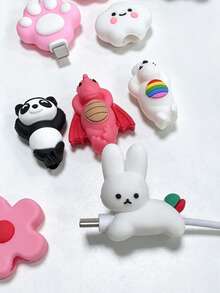 1pc Cute 3D Cartoon Cable Protector, Soft Silicone Anti-Break Charging Cord Cover, Designs Of Lovely Animals, Clouds, Avocados And Flowers, USB Cable Protector Tips, Compatible With IPhone Charging Cables, Small Gift Mobile Phone Accessories - Multicolor - View 5