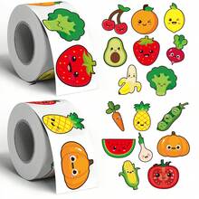 500 miếng nhãn dán cuộn doodle rau củ và trái cây hoạt hình, kích thước lớn 1.2 inch, họa tiết bất đối xứng, 2 kiểu để lựa chọn, nhãn niêm phong, ngày đầu đến trường - Nhiều màu - Xem 2