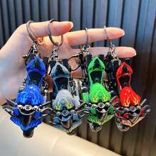 AD Alloy Flame Motorcycle Keychain, Spring-Back Inertia Motorcycle Model Pendant, Boys Realistic Motorcycle Toy Key Chain - Flame Motorcycle - View 8