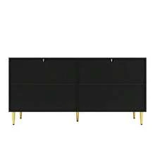 Black Sideboard (152 X 40 X 75 Cm) With A Unique Wave Design And Gold Handles And Feet, Creating An Elegant Dining Area - 黑色 - 查看 9