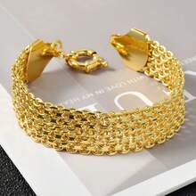 18K Gold Plated Copper Minimalist Chunky Chain Woven Women's Daily Wear Fashion Versatile Jewelry - Gold - View 4