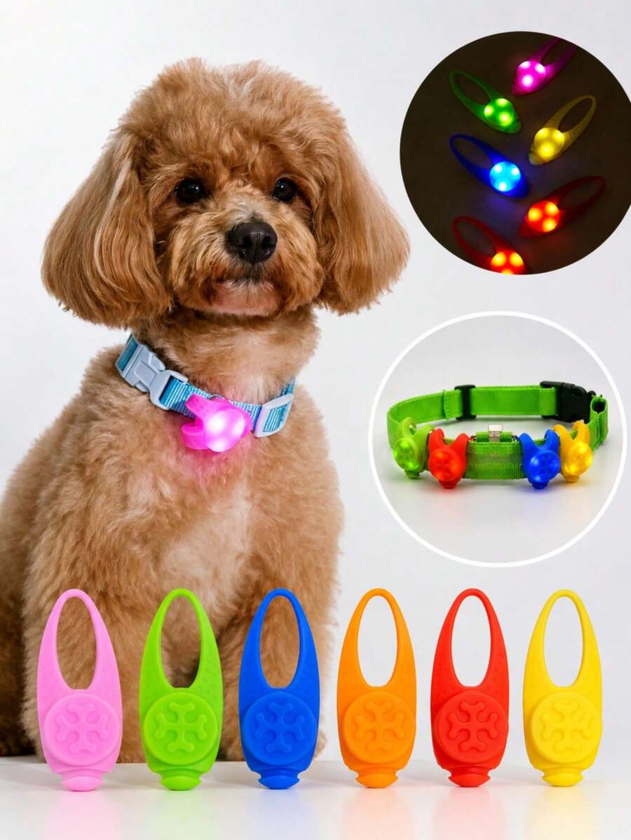 1件/4件裝夜間寵物項圈附防丟LED燈，適用於狗與貓，寵物必備用品，確保能見度