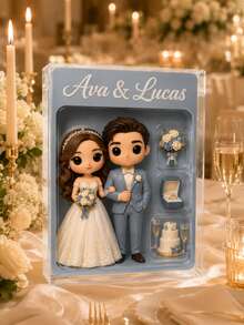 Custom 2D Portrait, Personalized Digital Portrait Art, Custom Photo To 2D Cartoon Acrylic Plaque, Wedding Souvenir, Personalized Acrylic Keepsake, Anniversary Gift, Perfect Keepsake For Special Someone, Personalized Photo Stand, Office Decor, Elegant Living, Photo Gift - Multicolor - View 5