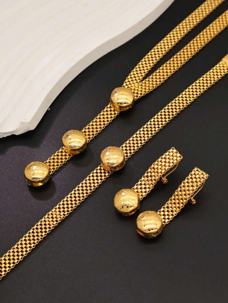 4pcs Fashionable Vintage Minimalist Personalized European & American Women's Evening Party Outfit Set (Random Accessory Placement) - B - View 5