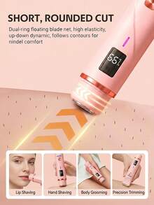 HYUNDAI 1pc Painless LED Digital Display 2-In-1 Women's Electric Shaver IPX7 Waterproof Full Body Use Easy To Clean Ceramic Blade And Floating Foil Head Gentle For Sensitive Skin Type-C Charging Portable For Travel And Business Trips - Multicolor - View 8