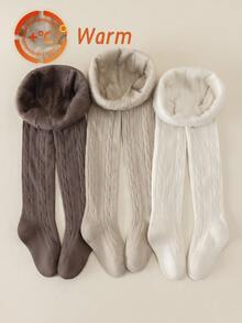 [Autumn/Winter] 1/3 Pairs Girls/Baby Leggings, Solid Color Khaki/Beige ...