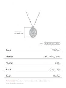 MODIAN D Color Moissanite Chain 925 Sterling Sliver Vintage Elegant Button Pendant Necklaces For Women Daily OL Fine Jewelry - Silver - View 8