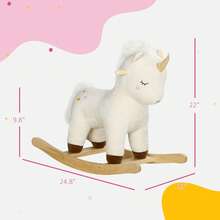 Children's Rocking Horse, Unicorn Ride-On Toy, With Wooden Base, Suitable For Children Aged 2-4, White - White - View 5
