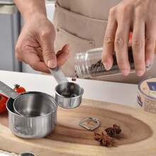 5/7/12pcs Stainless Steel Measuring Cups And Spoons Set, Baking Measuring Cups, Kitchen Gadgets, Cooking And Baking Kitchen Tools, Suitable For Most Spice Jars (Silver) - Silver - View 6
