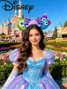 Disney Monsters Inc 紫色幻彩蝴蝶結米妮耳朵頭箍，Mike Sulley 怪獸造型，適合主題樂園與萬聖節 - 彩色 - 查看 7