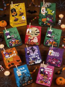 Set 41 buah Kantong Kertas Pembungkus Kado Halloween, Menampilkan Desain , Hantu, Kucing Hitam, dan Penyihir. Set Termasuk Kantong Kertas Halloween, Kartu, Klip, dan Tali. Sempurna untuk Halloween dan Pesta Halloween. - beraneka warna - View 2