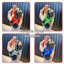 AD Alloy Flame Motorcycle Keychain, Spring-Back Inertia Motorcycle Model Pendant, Boys Realistic Motorcycle Toy Key Chain - Flame Motorcycle - View 4