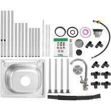 GRANDMEI Edelstahl Spültisch Mobile Küchenwaschbecken Spülanlage mit Gestell, 360° drehbarer Wasserhahn Tragvermögen 60 kg für Garten, Garage und Camping, Außen-Spüle - Standard - Übersicht 9
